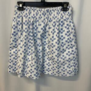 Madewell White Square Print Elastic Waist Pockets Lined Volume Mini Skirt XS